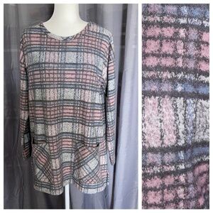 Soft Surroundings Justine Plaid Long Sleeve Tunic Top